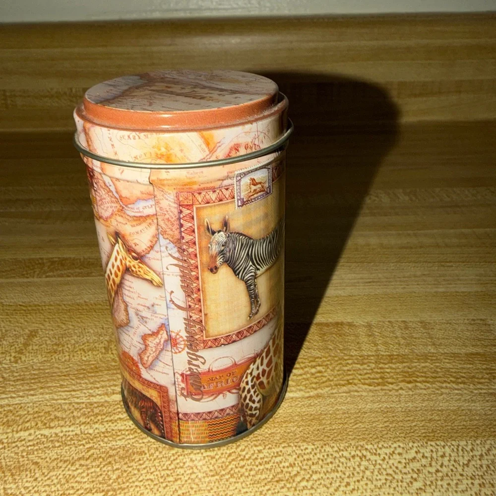 Emergency Candles Tin - Map Print Brown & Cream doomsday prep